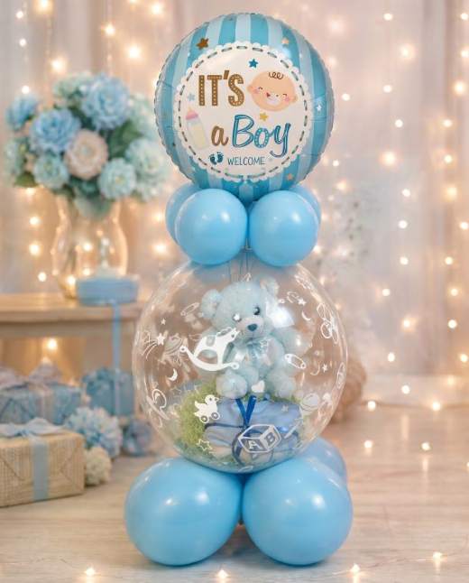 It's a Boy — Ballonstrauß mit Teddy-Überraschung